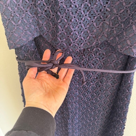 Vintage 60s Navy Ribbon Shift Hourglass Homemade Dress - Picture 5 of 14